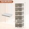 Stackable Storage Bin With Wheels Foldable Cube Organizer For Closet Bedroom Pantry White Brown PP ABS